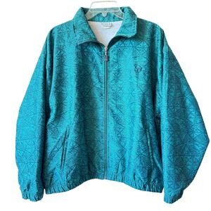 Vintage Sergio Tacchini Green Teal Track Jacket Womens Size 8 EUC Full Zip